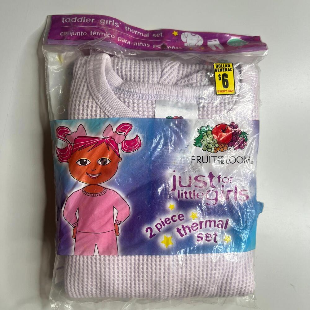 Fruit of the Loom Toddler Girls 2-Piece Thermal Set Pink Vintage 2003 NWT Size 4